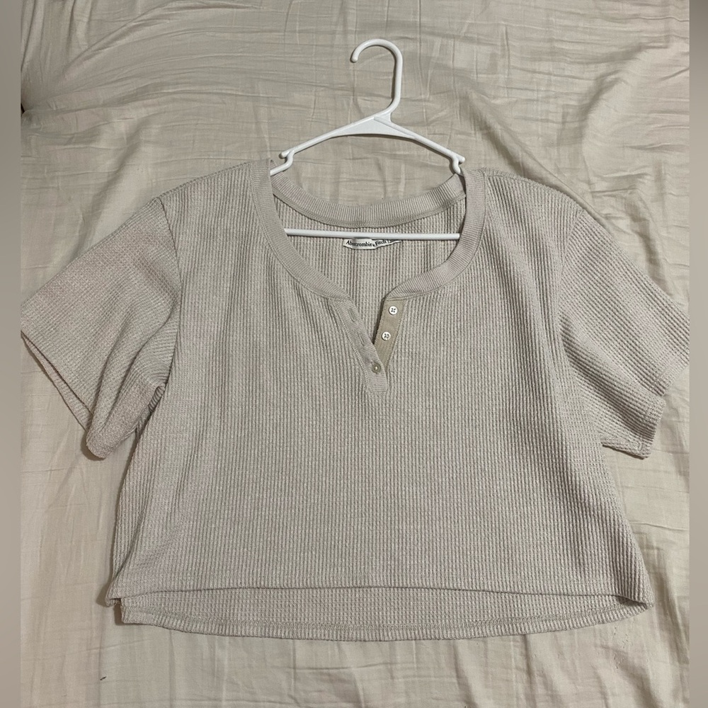 Abercrombie Waffle Henley Crop Top